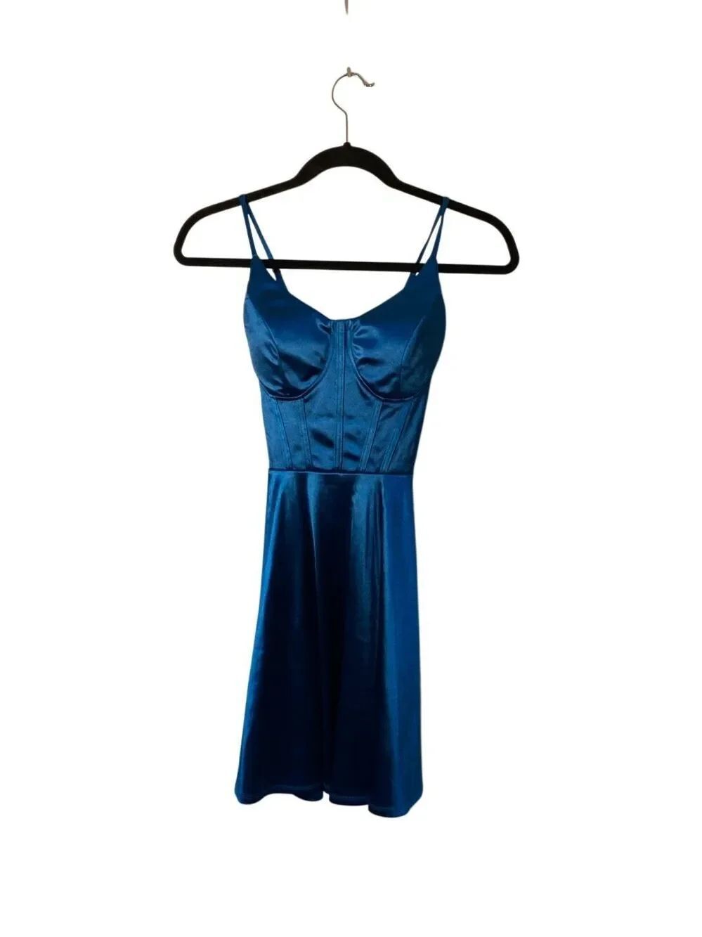 NWT emerald Sundae JRS round neck, corset lace up mini dress XS